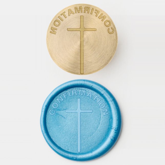 Confirmation Cross Curved Typography Wax Seal Stamp (Stamped)