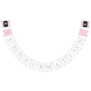 Confirmation Cross Girl Pink INSERT Your Photo Bunting Flags