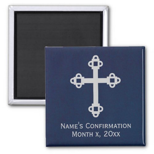 Confirmation Cross Magnet _ Blue and Silver