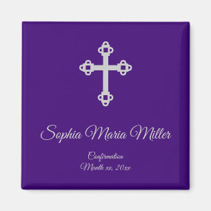 Confirmation Cross Magnet - Purple and Silver