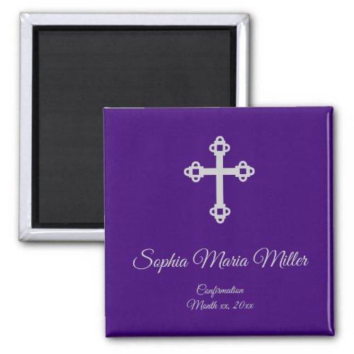 Confirmation Cross Magnet _ Purple and Silver
