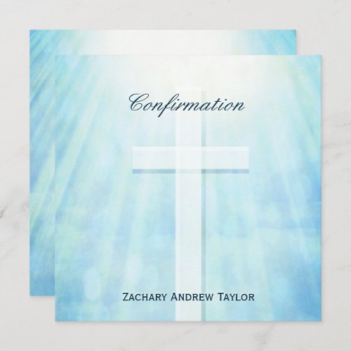 Confirmation Cross Teal Blue Invitation