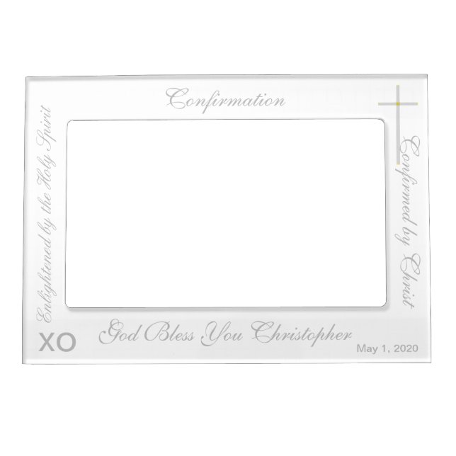 Confirmation Cross White Magnetic Photo Frame (Front)