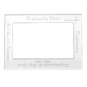 Confirmation Cross White Vertical Magnetic Frame