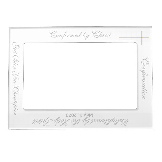 Confirmation Cross White Vertical Magnetic Frame (Front)