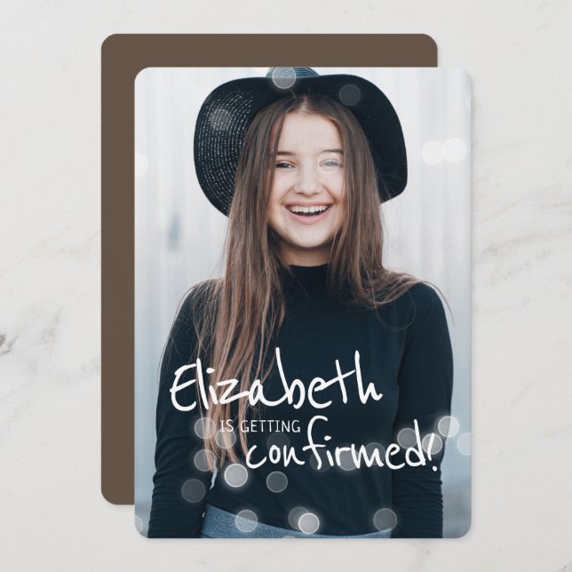 Confirmation | Custom Photo with Fairy Lights Invitation (Front/Back)