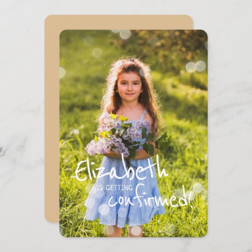 Confirmation  Custom Photo with Fairy Lights Invitation