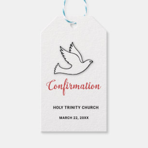 Confirmation Customize Dove with Red Gift Tags