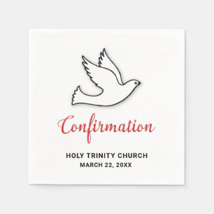 Confirmation Customize Dove with Red Napkins