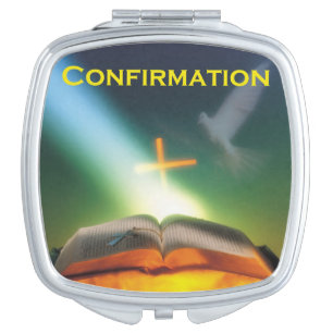 Confirmation Dove, Bible, Cross Makeup Mirror