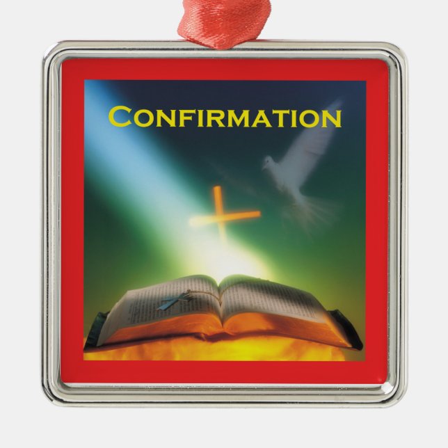 Confirmation Dove, Bible, Cross Metal Ornament (Front)