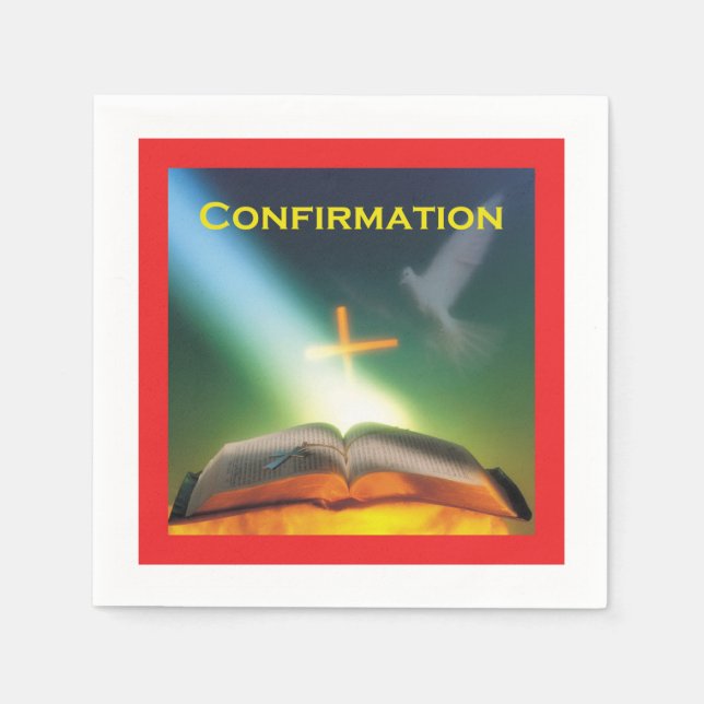 Confirmation Dove, Bible, Cross Paper Napkins (Front)