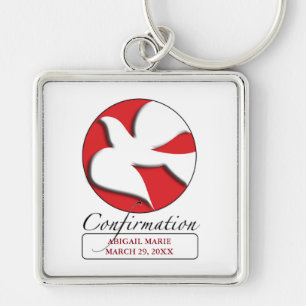 Confirmation, Dove, Custom Square Gift Items Keychain