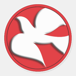 Confirmation Dove in Red Circle Classic Round Sticker