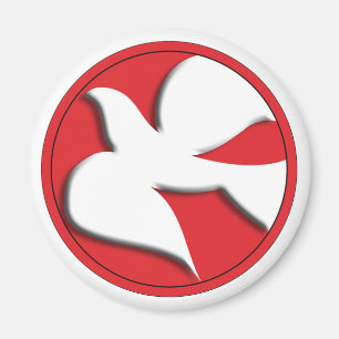 Confirmation Dove in Red Circle Magnet