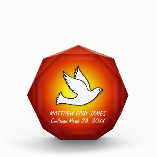 Confirmation Dove with Gold Red Rays Award