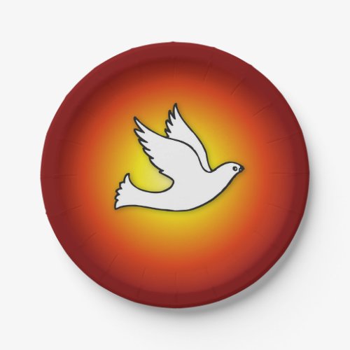 Confirmation Dove with Gold Red Rays Paper Plates