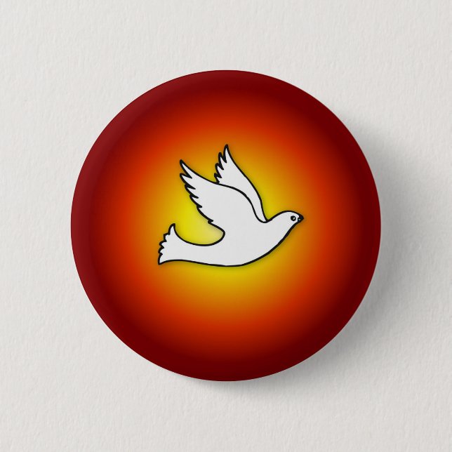 Confirmation Dove with Gold, Red Rays Pinback Button (Front)