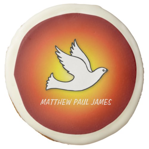 Confirmation Dove with Gold Red Rays Sugar Cookie