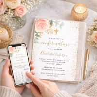 Confirmation eucalyptus blush pink floral girl