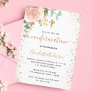 Confirmation eucalyptus blush pink floral girl invitation