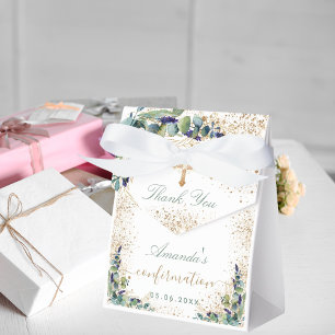 Confirmation eucalyptus glitter name thank you favor boxes