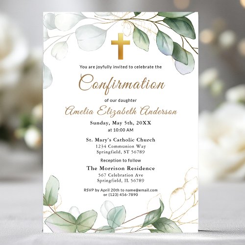 Confirmation Eucalyptus Greenery Gold Girl