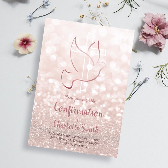 Confirmation faux glitter invitation (Creator Uploaded)