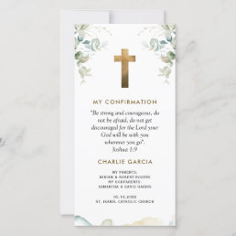 Confirmation Favor, Boy or Girl, Greenery Bookmark Thank You Card
