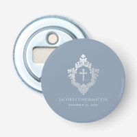 Confirmation Favors Boy Dusty Blue Vintage Crest