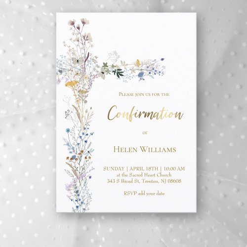 Confirmation floral cross  invitation