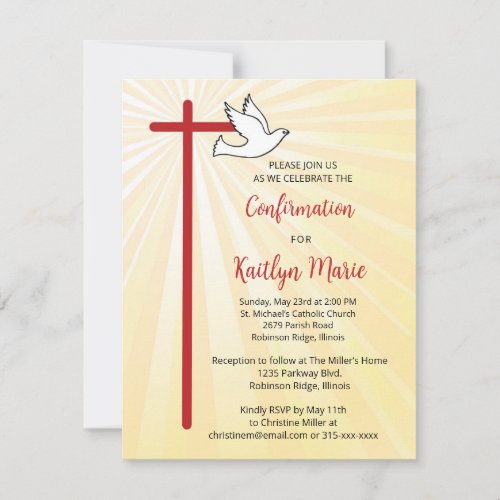 Confirmation for a Girls Cross Dove Gold Rays