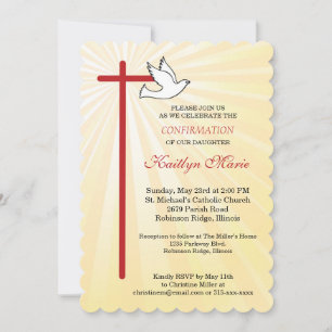 Confirmation for  Daughter Cross Dove Ray Scallops Invitation