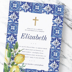 Confirmation For Her Lemon Mediterranean Tile Invitation