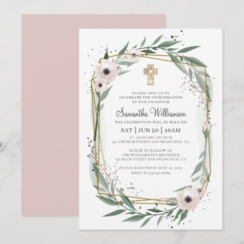 Confirmation For Her Modern Geometric Floral Cross