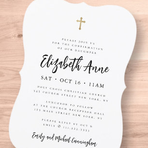 Confirmation For Her Modern Minimalist Cross Invitation