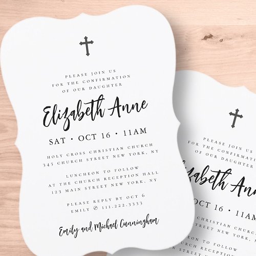 Confirmation For Her Modern Minimalist Cross Invitation