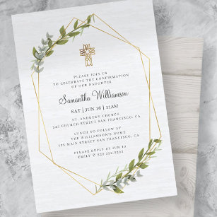 Confirmation For Her Rustic Geometric Floral Invitation