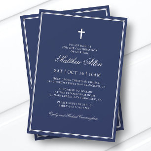 Confirmation For Him   Elegant Classic Cross Invitation