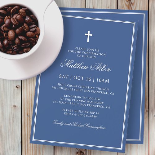 Confirmation For Him  Elegant Classic Cross Invitation