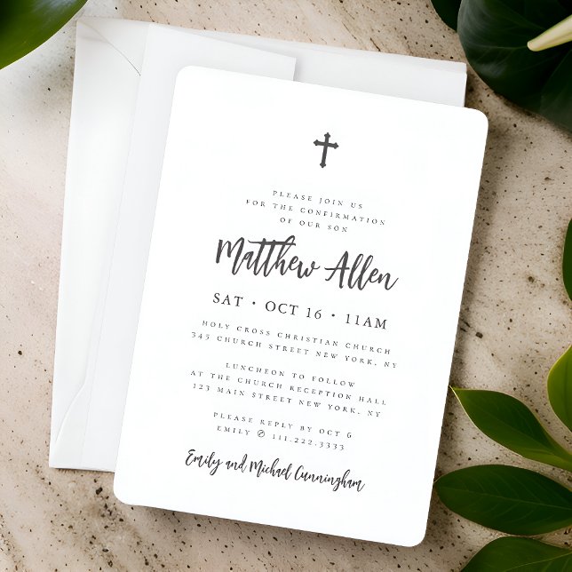 Confirmation For Him Modern Minimalist Cross Invitation (Creator Uploaded)