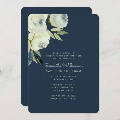Confirmation For Him Modern Watercolor Floral Invitation