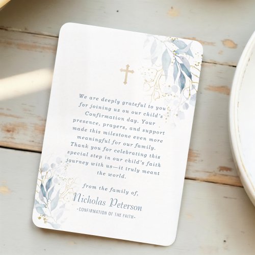 Confirmation For Modern Foliage Gold Cross
