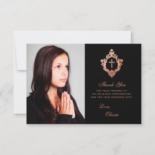 Confirmation Girl Photo Elegant Black Pink Crest 
