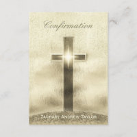 Confirmation Gold Cross on Hill Invitation