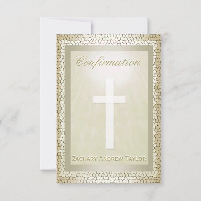Confirmation Gold Stained Glass Invitation (Back)