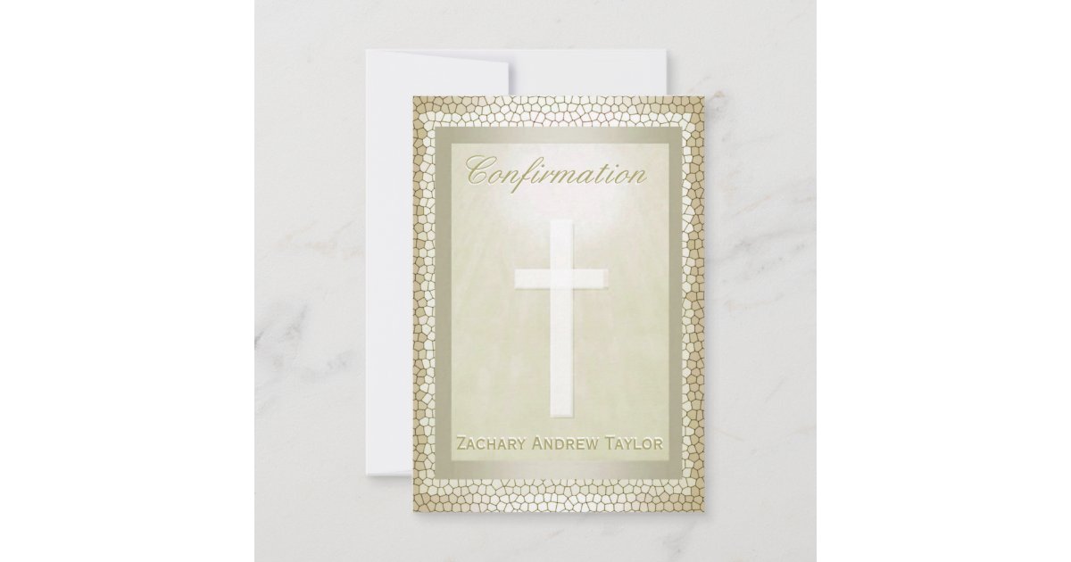 Confirmation Gold Stained Glass Invitation | Zazzle