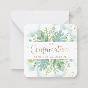 Confirmation Greenery and Watercolor Favor Note