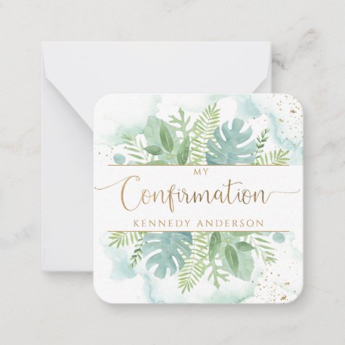 Confirmation Greenery and Watercolor Favor Note 