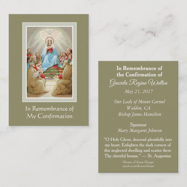 Confirmation Holy Ghost | Spirit Remembrance Cards (Front/Back)